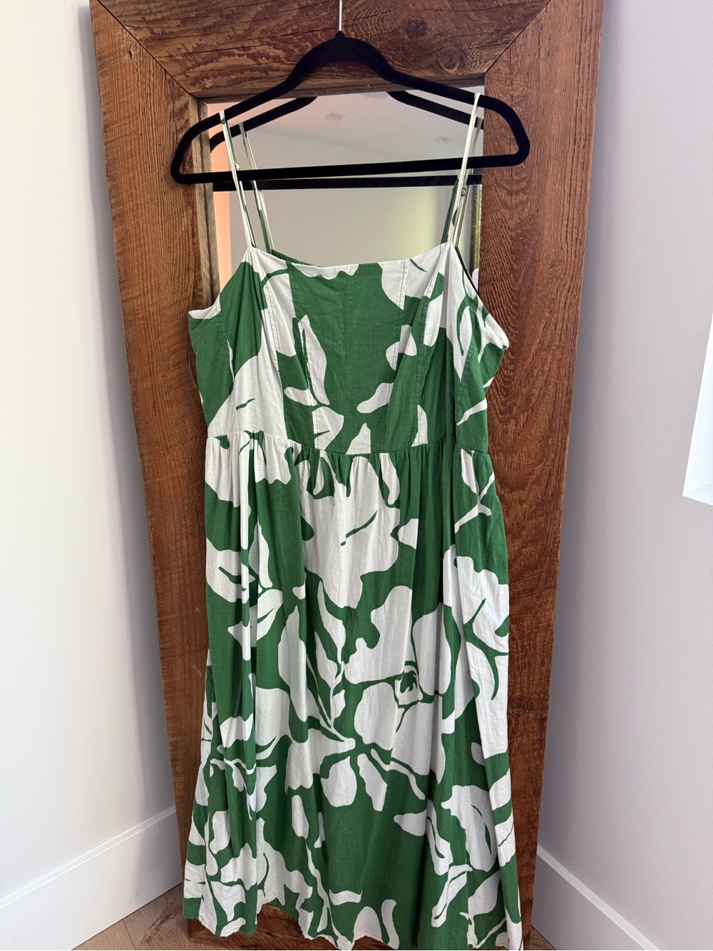 H&M Green and White Floral Midi Sundress